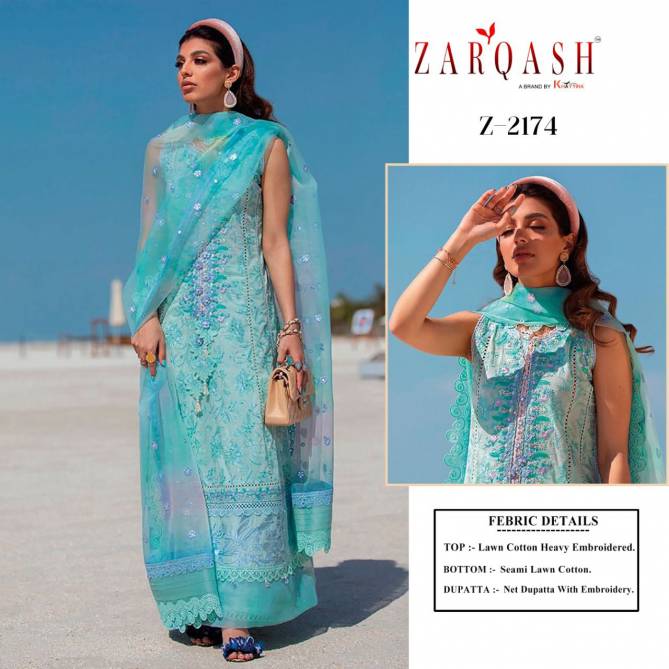 Zarqash Aziz Luxury Lawn Cotton Designer Fancy Wear Pakistani Salwar Suits Collection